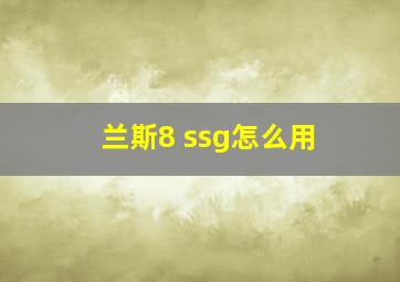 兰斯8 ssg怎么用